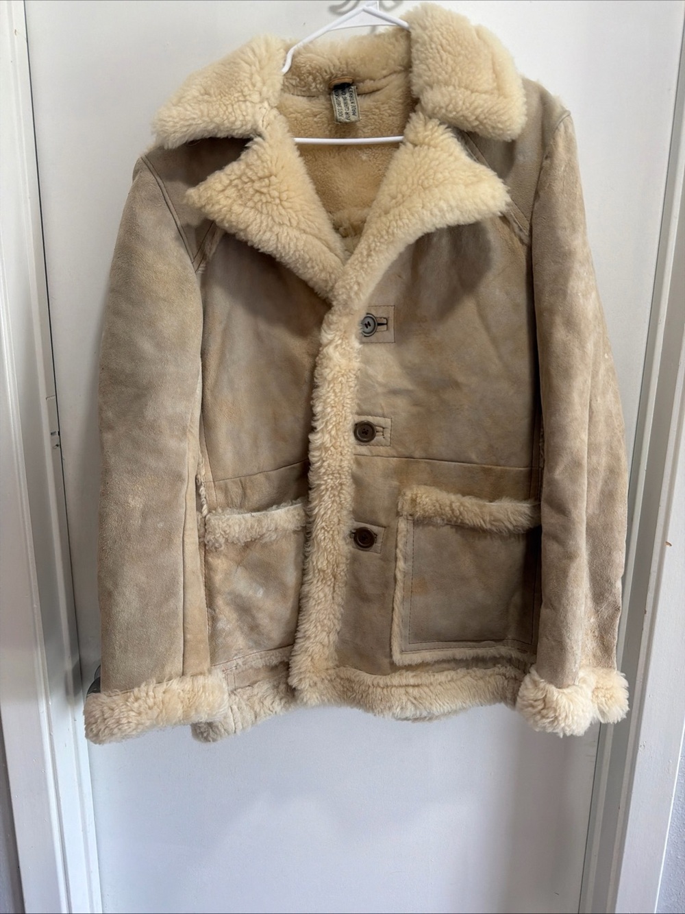 Vintage 1960 - 1970’s sheepskin Shearling Fur suede Rancher style jacket Men 44